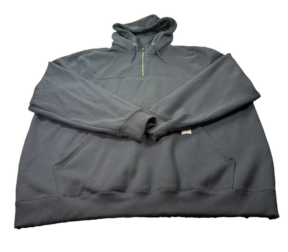 Carhartt Menβs Rain Defender Loose Fit 1/4 Zip Hoodie Black Size 3XLT